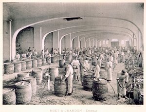 Konstruowanie beczek, z „Le France Vinicole”, wyd. Moet und Chandon, Epernay (fotolitho)
