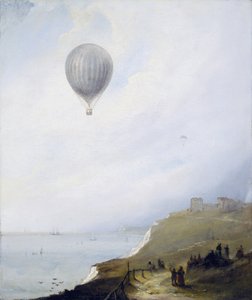 Balon nad klifami, Dover, 1840 autorstwa E.W. Cocks
