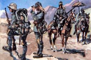 Niemieckie mundury z 1917 r., front macedoński (kolor lito) autorstwa E. (after) Dobrich