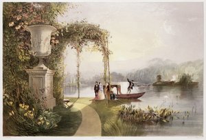 The Lake, Trentham Hall Gardens, z „The Gardens of England”, opublikowane w 1857 r. (chromolitho)