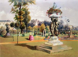 Ogród na tarasie, Opactwo Woburn, Berkshire, połowa XIX wieku autorstwa E Adveno Brooke