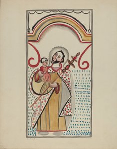 Detal z dużego ołtarza na wschodniej ścianie kościoła Sanctuario w Chimayo. Św. Krzysztof