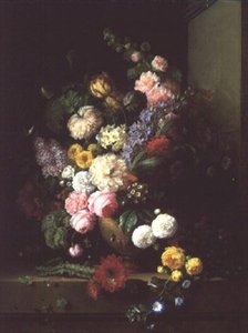 Martwa natura z kwiatów i winogron, 1843