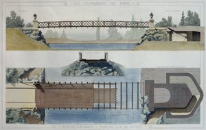 Bois de Vincennes i most na wyspie Reuilly, ilustracja z „Promenades de Paris”, rytowana przez Jeana Josepha Sulpisa (1826-1911) autorstwa E. and Dardoize, Louis Emile Hochereau