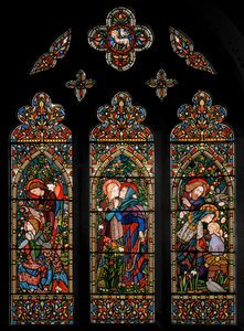 Zwiastowanie, Nawiedzenie i Narodzenia, c.1860 autorstwa E. and Halliday Burne Jones