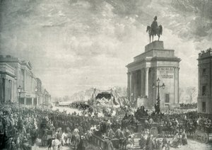 Pogrzeb księcia Wellingtona przechodzącego obok Apsley House, 18 listopada 1852 r., ok. 1897 r.