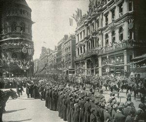 Królewska procesja: mijamy wschodni kraniec Cheapside, Londyn, 1897 r.