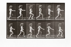 Dziecko biegające, Tablica 469 z Animal Locomotion, 1887 autorstwa Eadweard Muybridge