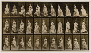 Schodzenie po schodach i obracanie się, z książki Animal Locomotion autorstwa Eadweard Muybridge