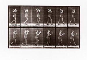 Mężczyzna zdejmuje swój wioślarz, ilustracja 44 z Animal Locomotion, 1887 autorstwa Eadweard Muybridge