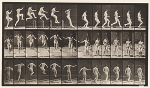 Płyta 155. Skakanie, bieganie, prosty skok wzwyż autorstwa Eadweard Muybridge