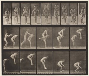 Płyta 167. Skoki; Za plecami chłopca (skacząca żaba) autorstwa Eadweard Muybridge
