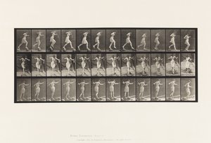 Tablica 175. Przeprawa przez strumyk na schodkach z wędką i puszką autorstwa Eadweard Muybridge