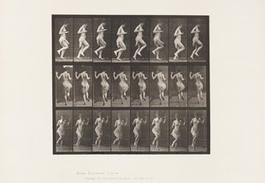 Płyta 185. Podskakiwanie na lewej stopie, 1885 autorstwa Eadweard Muybridge