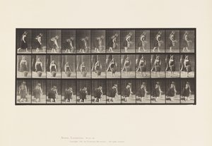 Talerz 217. Pochylanie, podnoszenie i noszenie 30-funtowego kosza, 1885 autorstwa Eadweard Muybridge