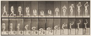 Talerz 224. Pochylanie i podnoszenie słoika z wodą do głowy autorstwa Eadweard Muybridge
