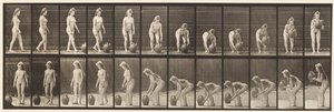 Płyta 228. Obracanie i podnoszenie słoika z wodą z ziemi autorstwa Eadweard Muybridge