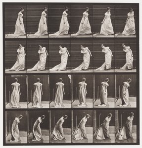 Tabliczka 231. Pochylanie się w celu zorganizowania pociągu i skręcania autorstwa Eadweard Muybridge