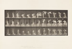 Płyta 233. Podnoszenie szala, zakładanie na ramiona, obracanie autorstwa Eadweard Muybridge