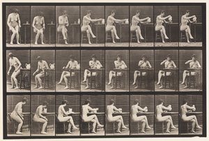 Talerz 244. Siedząc skrzyżowane nogi, kielich do napełniania z dzbanka autorstwa Eadweard Muybridge
