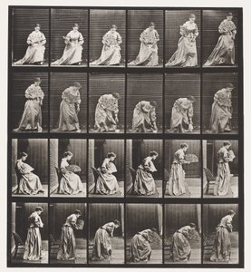 Talerz 250. Wstawanie z krzesła, pochylanie się i podnoszenie chusteczki autorstwa Eadweard Muybridge