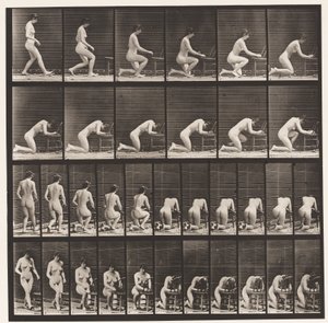 Talerz 254. Klękanie, łokcie na krześle, ręce splecione autorstwa Eadweard Muybridge