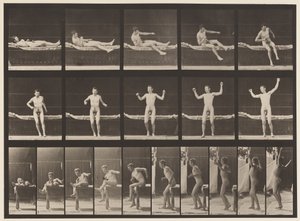 Płyta 260. Powstanie z kanapy i wyciągania ramion, 1885 autorstwa Eadweard Muybridge