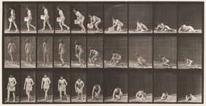 Tablica 269. Powstanie z ziemi z gazetą w lewej ręce, 1872-1885 autorstwa Eadweard Muybridge