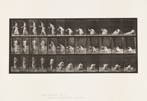 Tabliczka 271. Powstanie z ziemi z papierem w lewej ręce autorstwa Eadweard Muybridge