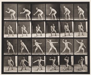 Płytka 283.Base-piłka; Łapanie i rzucanie, 1885 autorstwa Eadweard Muybridge