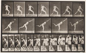 Płyta 316. Podnoszenie 20-funtowej skały, 1885 autorstwa Eadweard Muybridge