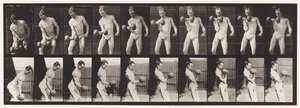 Płyta 324. Curling 50-lb. Hantle, model, 3/4 długości autorstwa Eadweard Muybridge