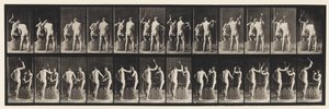 Tabliczka 375. Kowale, dwa modele, kucie w kowadle autorstwa Eadweard Muybridge