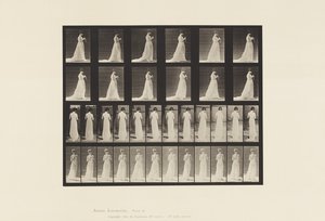 Płyta 39. Chodzenie, ręce zaangażowane w dzierganie, 1872-1885 autorstwa Eadweard Muybridge