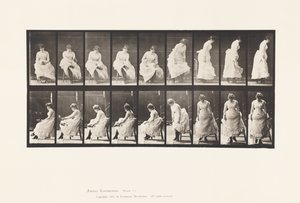Płyta 422.WC; Zakładanie butów i wstawanie z krzesła, 1885 autorstwa Eadweard Muybridge