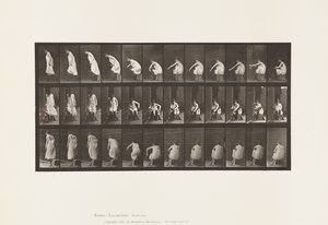 Tabliczka 423. Toaleta; Zakładanie butów i wstawanie z krzesła autorstwa Eadweard Muybridge