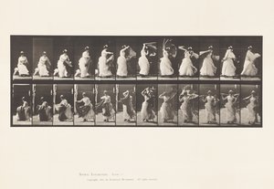 Płyta 424.WC; Wstając z krzesła i przywdziewając szal, 1885 autorstwa Eadweard Muybridge