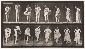 Talerz 425. Toaleta, ubieranie się i obracanie się, 1872-1885 autorstwa Eadweard Muybridge