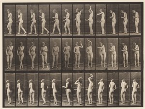 Tabliczka 426. Toaleta; Czesanie włosów i odchodzenie, 1872-1885 autorstwa Eadweard Muybridge