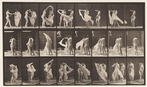 Talerz 429. Toaleta; Dwa modele, 1 Rozbieranie 8, 1872-1885 autorstwa Eadweard Muybridge