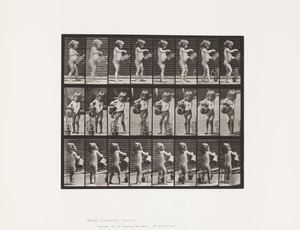 Talerz 478.Dziecko, spryskiwanie wodą niektórych kwiatów, 1885 autorstwa Eadweard Muybridge