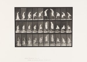 Tabliczka 513. Wsiadanie i wysiadanie ze stołu autorstwa Eadweard Muybridge