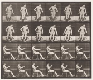 Płytka 545. Drgawki wywołane sztucznie; A, B, podczas siedzenia autorstwa Eadweard Muybridge