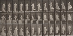 Tablica numer 143. Schodzenie po schodach, filiżanka i spodek w prawej ręce autorstwa Eadweard Muybridge