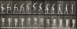 Płyta nr 180. Wchodzenie i przechodzenie przez krzesło autorstwa Eadweard Muybridge