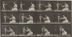 Płyta numer 465. Dziecko przynoszące bukiet kobiecie, 1887 (zdjęcie) autorstwa Eadweard Muybridge