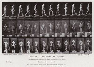 Postać ludzka w ruchu: sportowiec, wjeżdżający na wzniesienie (zdjęcie czarno-białe) autorstwa Eadweard Muybridge