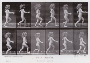 Postać ludzka w ruchu: dziecko, bieganie (zdjęcie czarno-białe) autorstwa Eadweard Muybridge