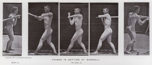 Ludzka postać w ruchu: Fazy uderzenia w baseball (zdjęcie czarno-białe) autorstwa Eadweard Muybridge