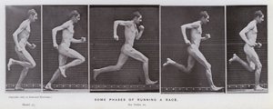 Postać ludzka w ruchu: niektóre fazy biegu do wyścigu (zdjęcie czarno-białe) autorstwa Eadweard Muybridge